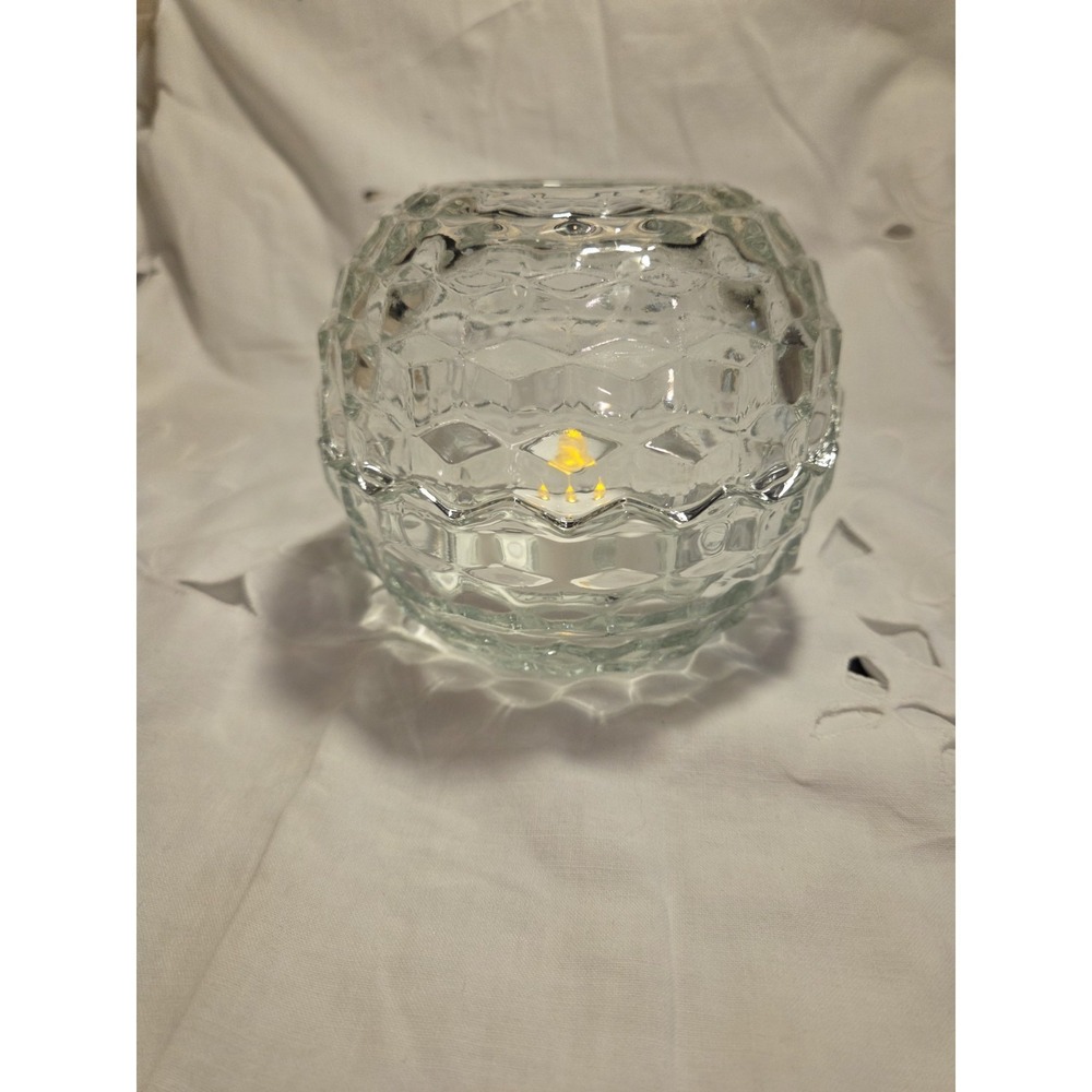 Vintage Homco Fairy Lamp Clear Fostoria Cubist Design